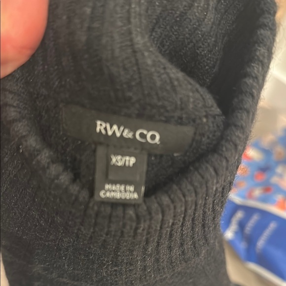 RW&CO Black Ribbed Mock Neck Long Sleeve Dress - Picture 9 of 9